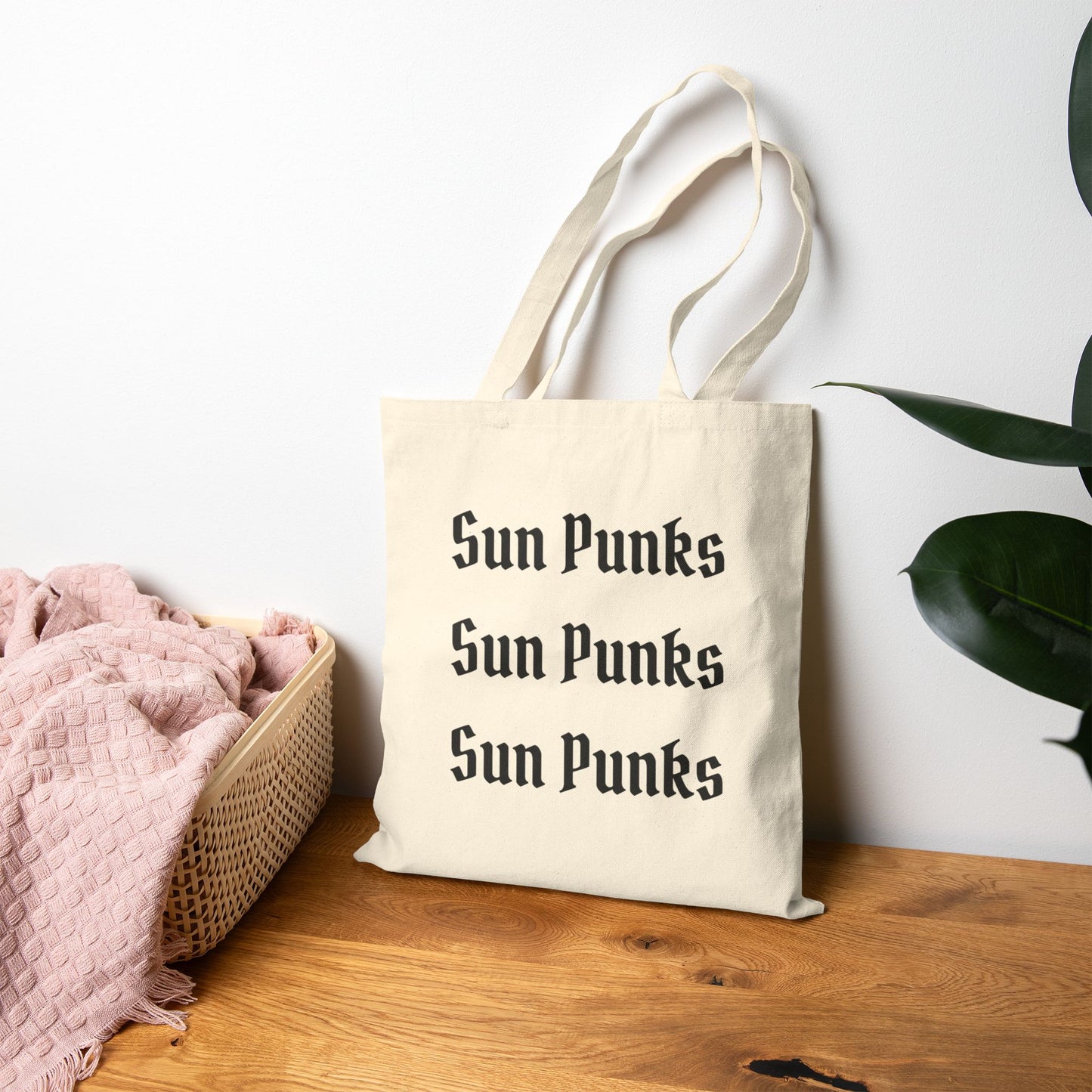 Sun Punks Cotton Canvas Tote Bag - Eco-Friendly Shopping & Beach Bag