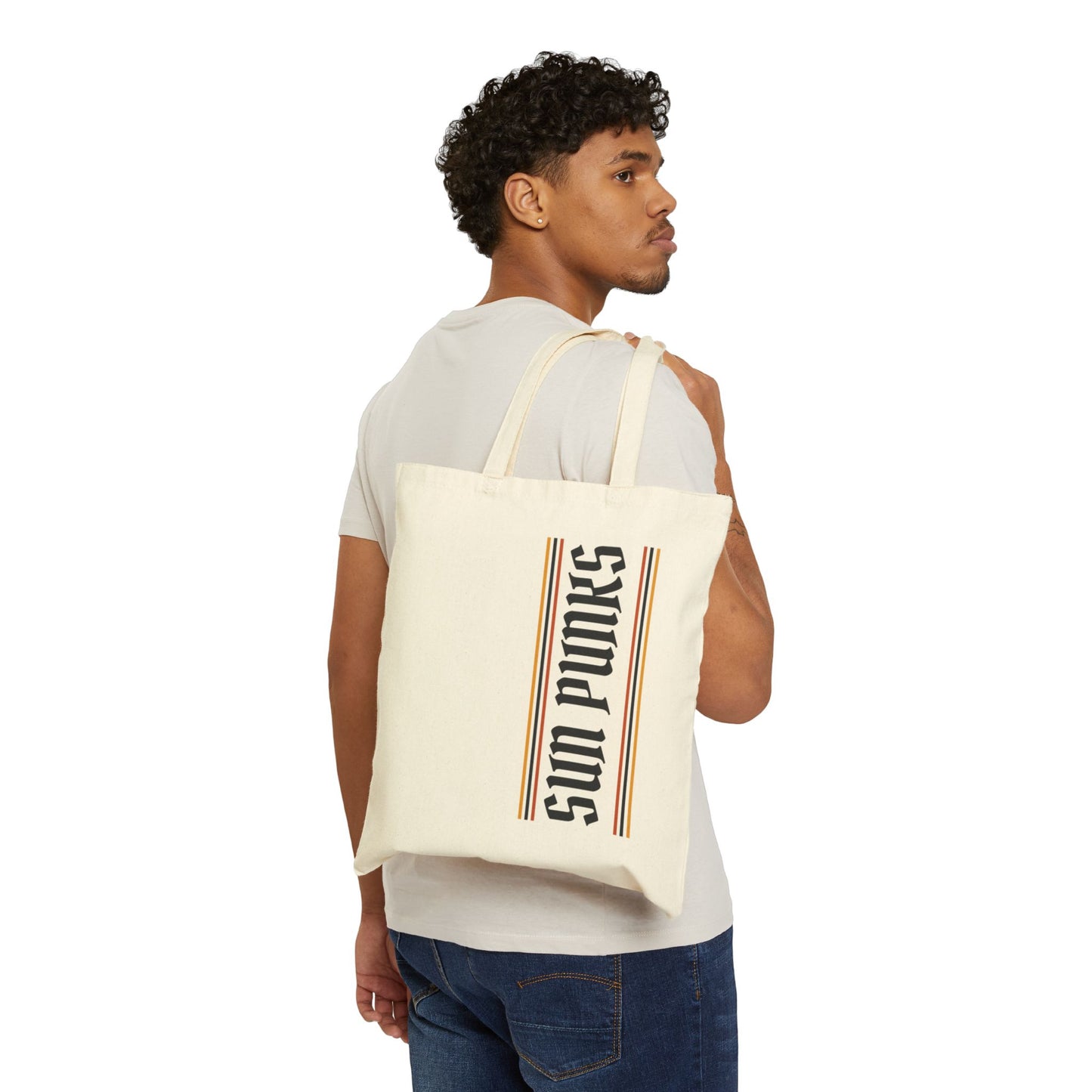 Vertical Sun Punks Cotton Canvas Tote Bag - Eco-Friendly Shopping & Beach Bag