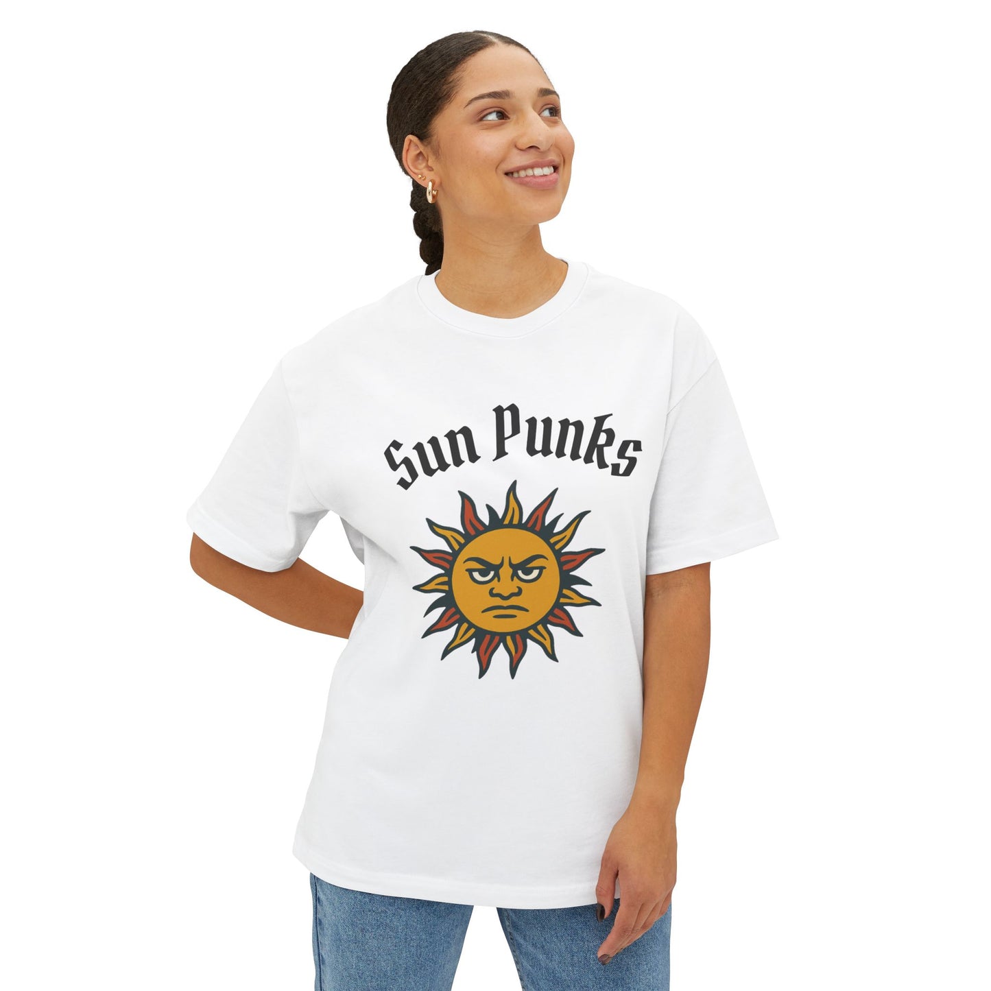 Sun Punks Unisex Oversized Boxy Tee - Relaxed Fit Graphic T-Shirt