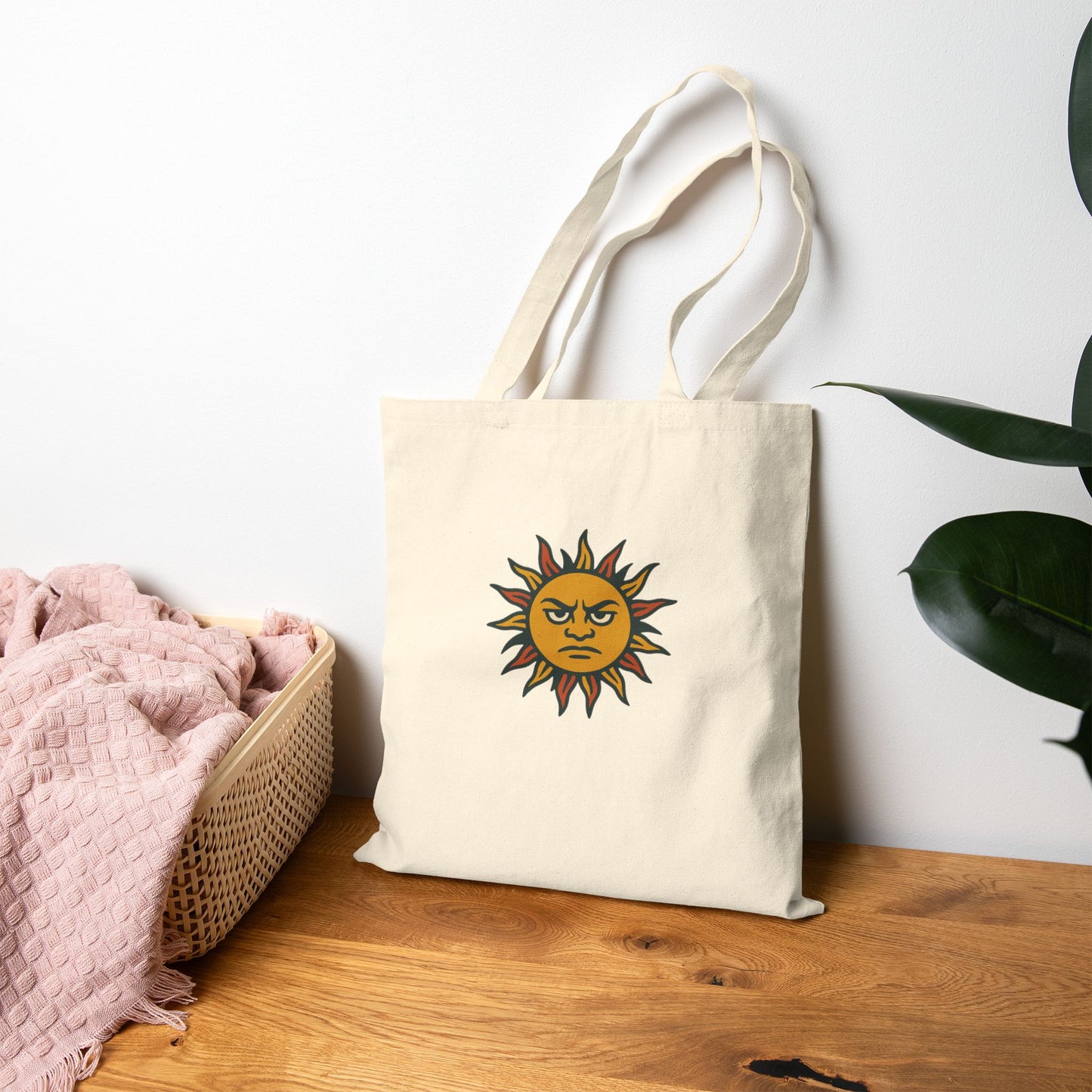 Vertical Sun Punks Cotton Canvas Tote Bag - Eco-Friendly Shopping & Beach Bag