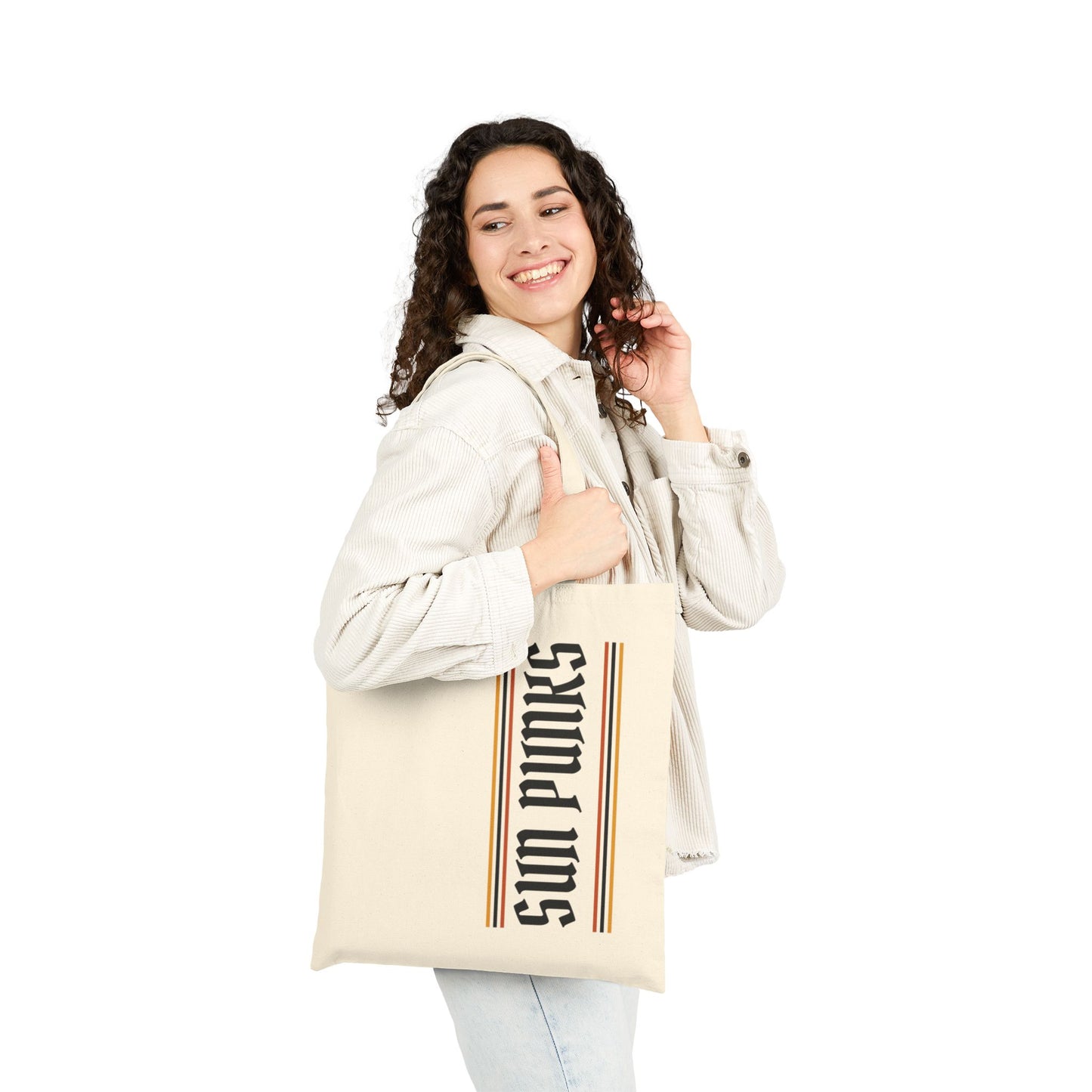 Vertical Sun Punks Cotton Canvas Tote Bag - Eco-Friendly Shopping & Beach Bag