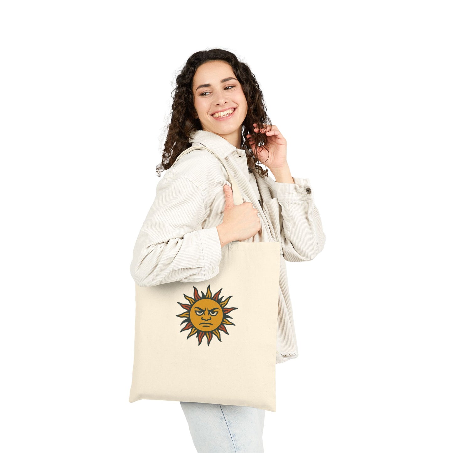 Vertical Sun Punks Cotton Canvas Tote Bag - Eco-Friendly Shopping & Beach Bag