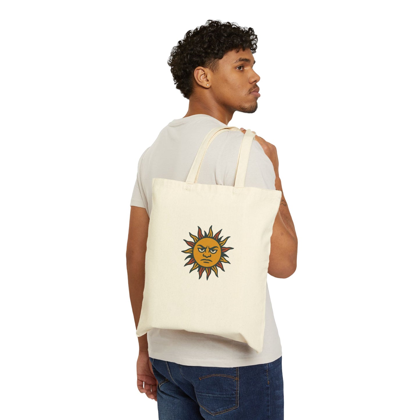 Vertical Sun Punks Cotton Canvas Tote Bag - Eco-Friendly Shopping & Beach Bag