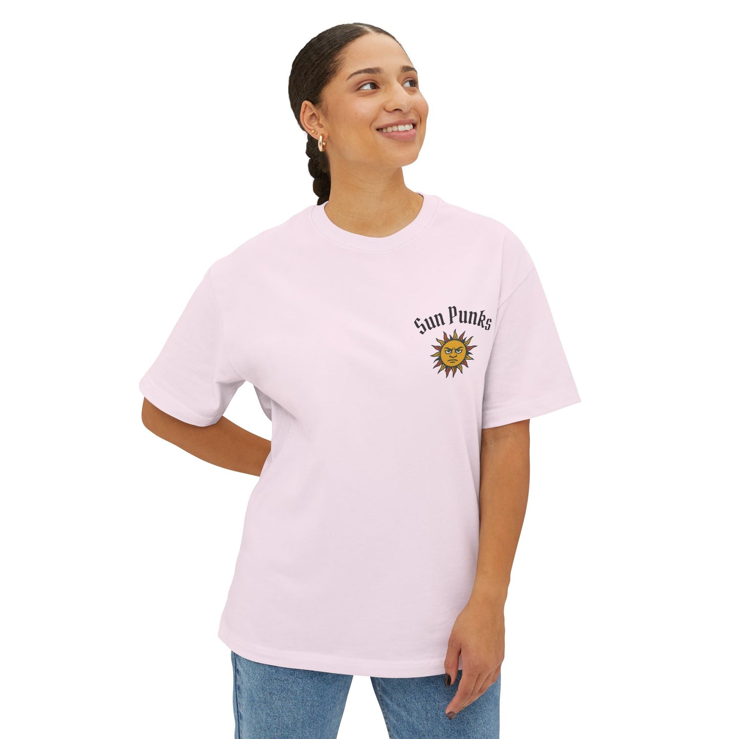 Unisex Oversized Boxy Tee - Sun Punks Surfer Skeleton Graphic T-Shirt